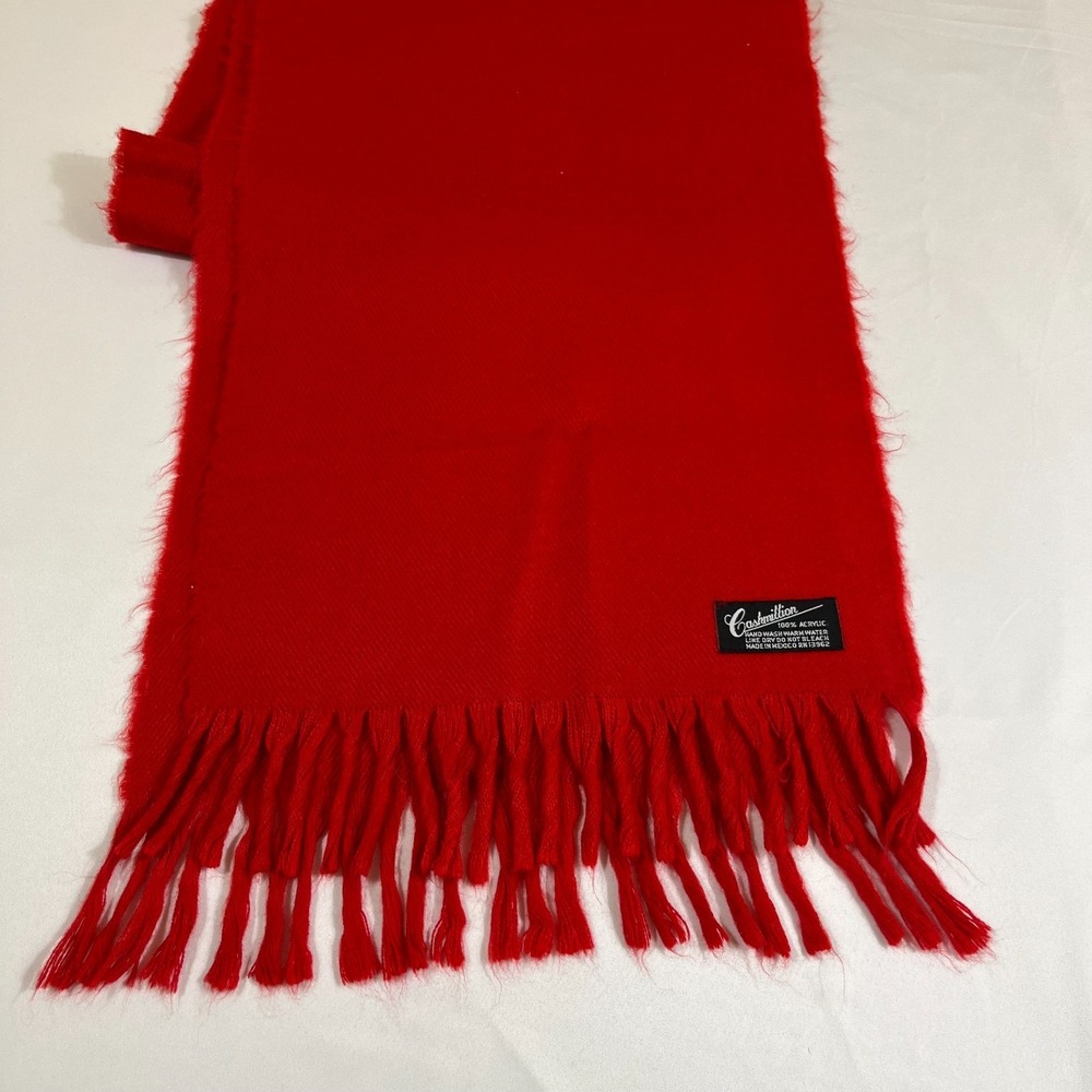 Cashmillion Red Scarf 100% Acrylic Soft Fringe Solid Winter Unisex